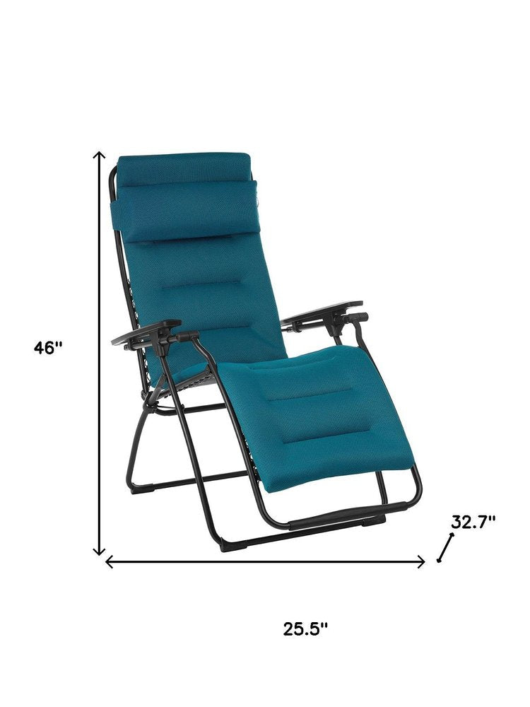26" Black Steel Outdoor Zero Gravity Chair with Black Cushion