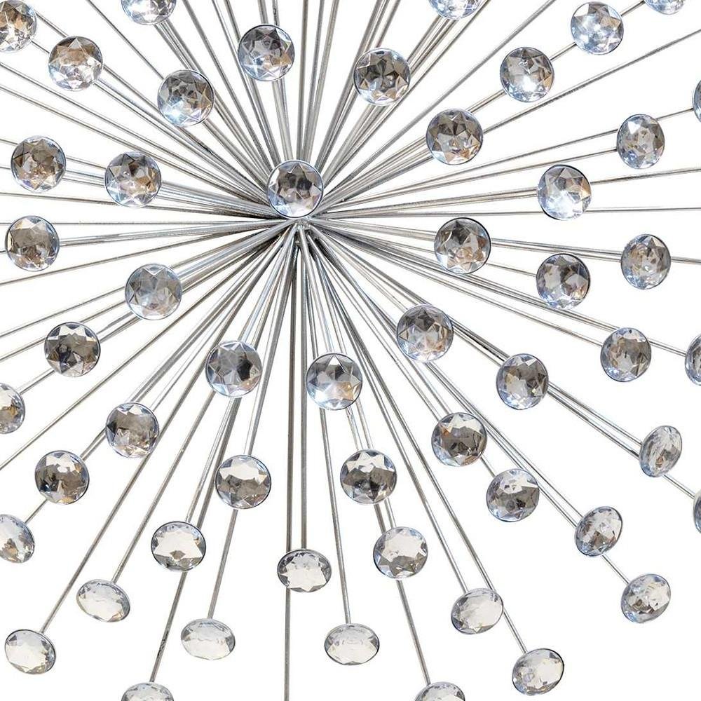 24" Contemporary Silver And Faux Crystal Bling Wall Decor