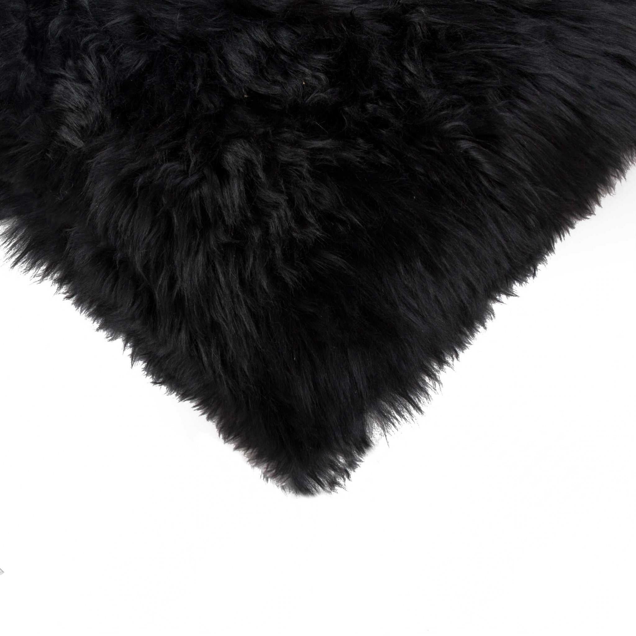 12" X 20" Black Sheepskin Lumbar Throw Pillow