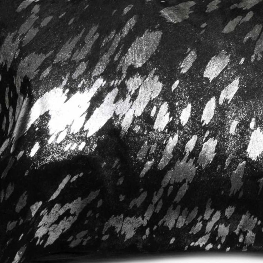 12" X 20" Black and Silver Cowhide Throw Pillow