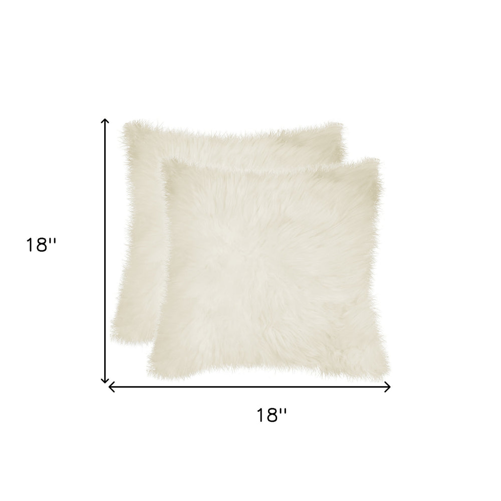 Set of Two 18" Natural Sheepskin Throw Pillows