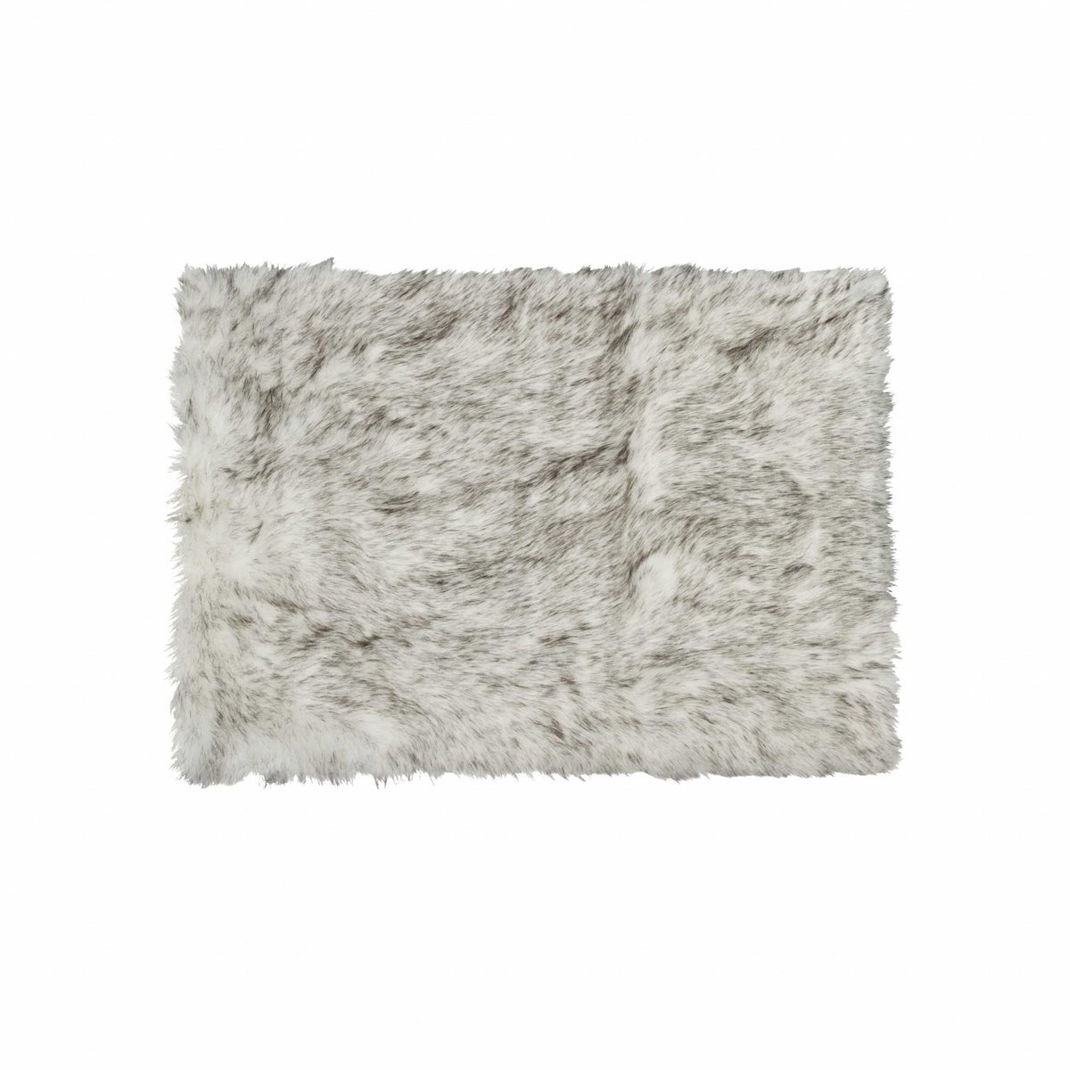 2' X 3' Gray And Ivory Faux Fur Area Rug