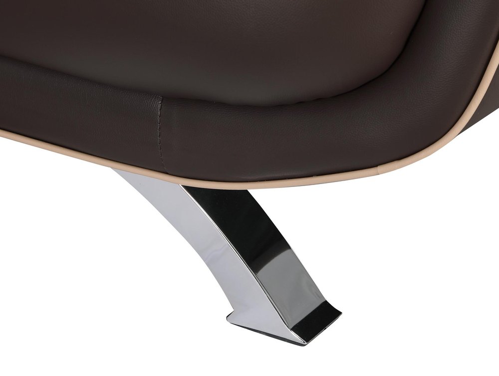 47" Brown And Silver Leather Match Club Chair
