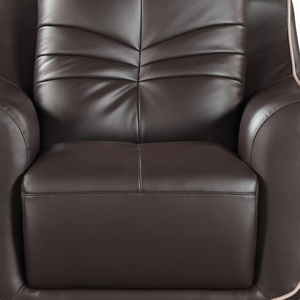 49" Brown Tufted Leather Match Club Chair