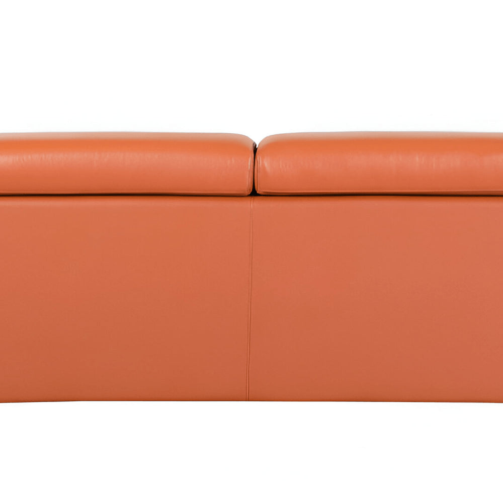 89" Beige Italian Leather Sofa With Silver Legs