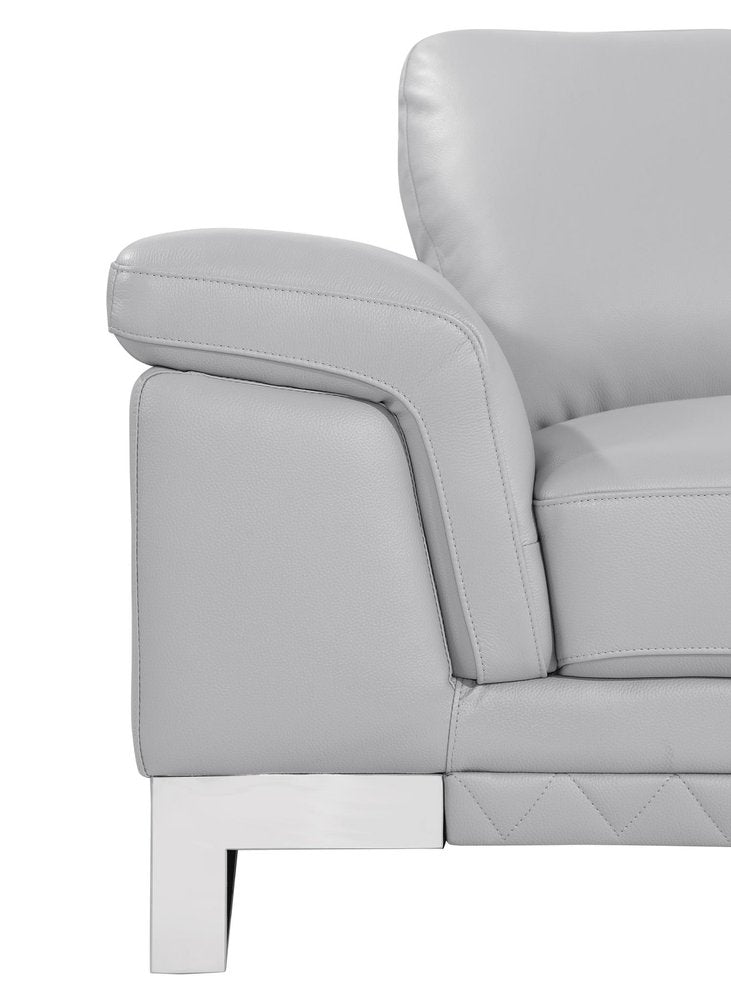 49" Brown And Silver Genuine Leather Arm Chair