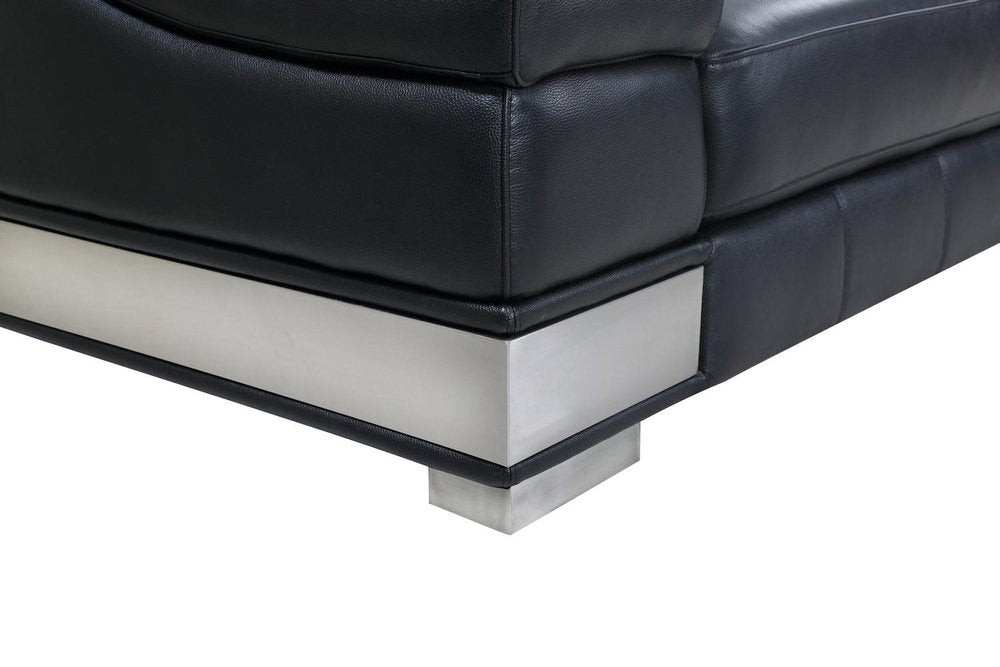 92" Light Gray Italian Leather Sofa With Silver Legs
