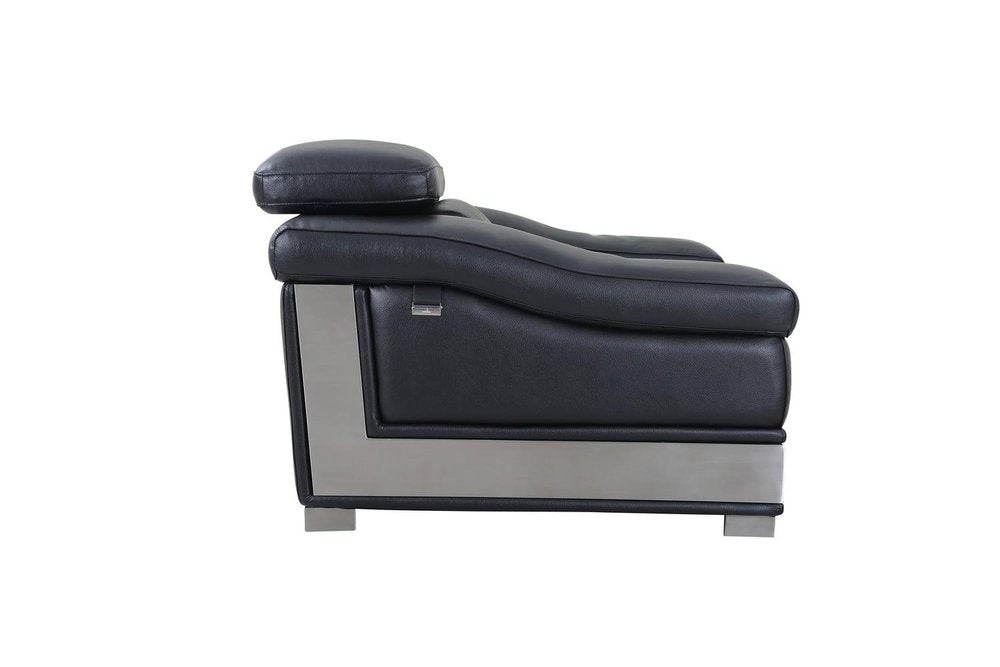 49" Gray Genuine Leather Arm Chair