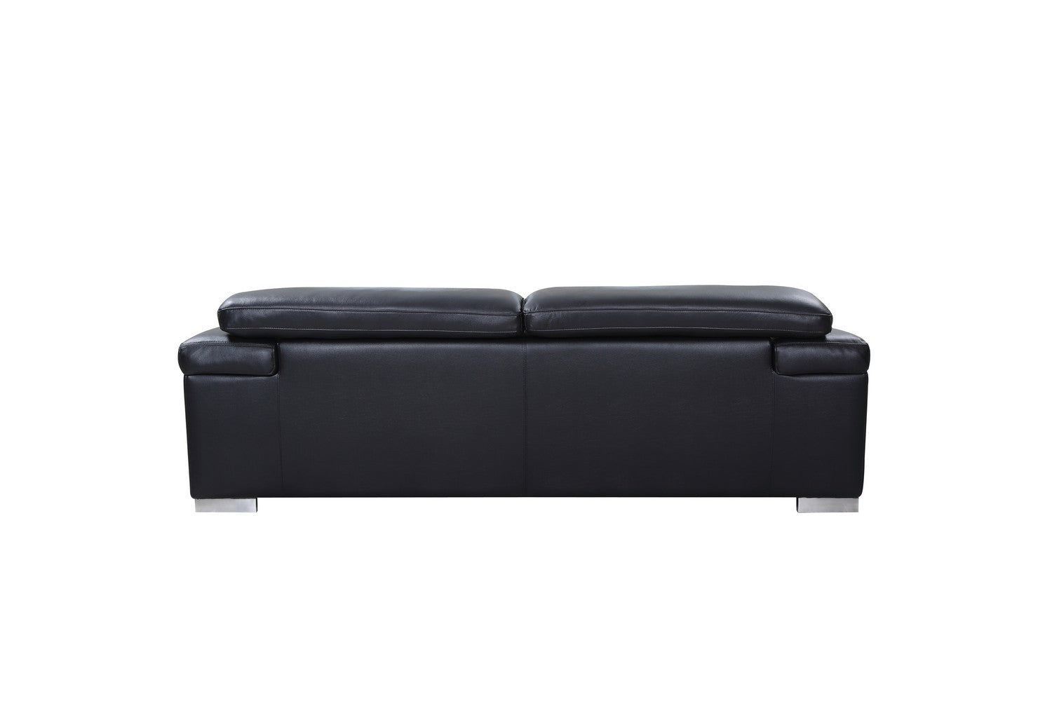 Three Piece Indoor Black Italian Leather Six Person Seating Set