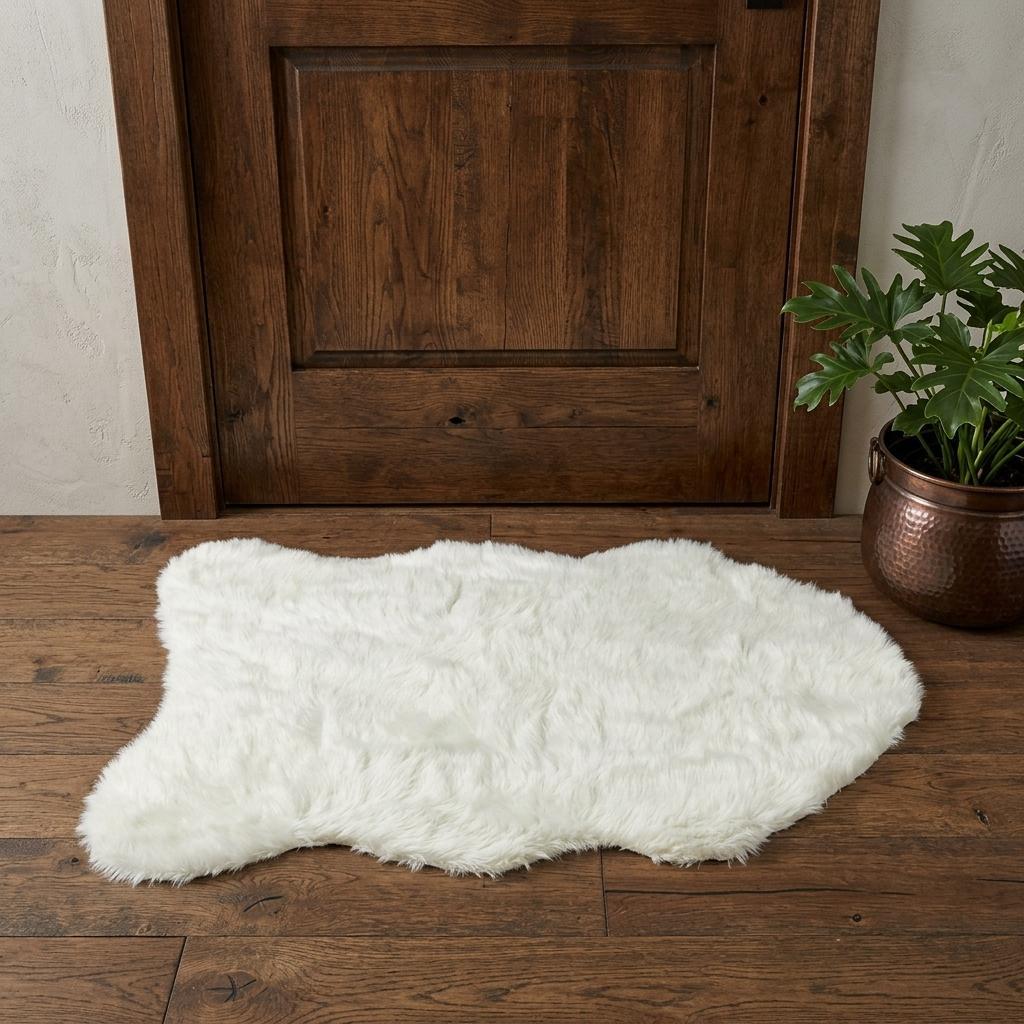 2' X 3' Off White Faux Sheepskin Shag Area Rug