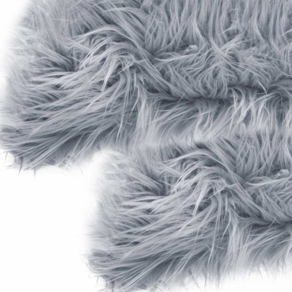 18" X 18" X 5" Grey Faux Fur Pillow 2 Pack
