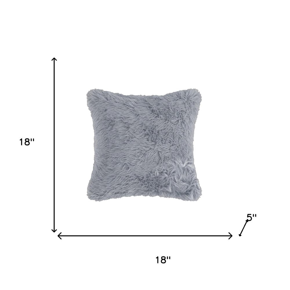 18" X 18" X 5" Grey Faux Fur Pillow 2 Pack