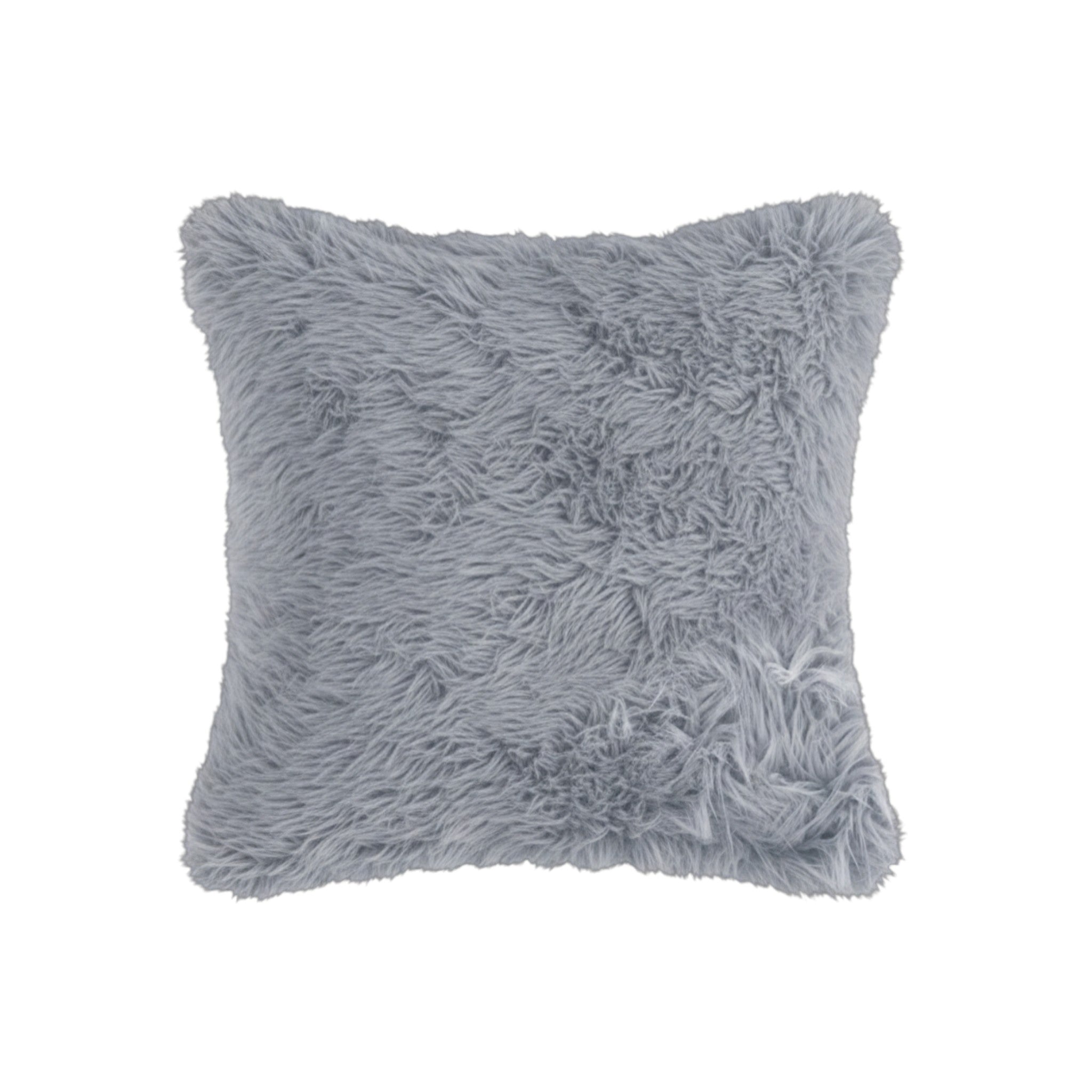 18" X 18" X 5" Grey Faux Fur Pillow 2 Pack