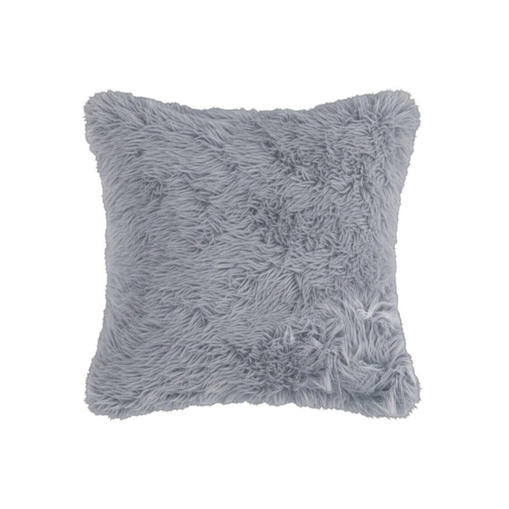 18" X 18" X 5" Grey Faux Fur Pillow 2 Pack