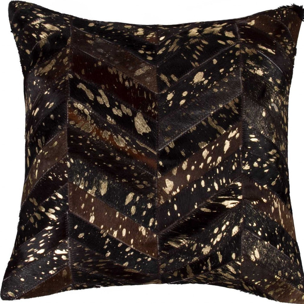 18" X 18" X 5" Chocolate And Gold Pillow