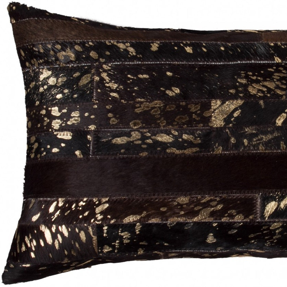 12 X 20 Chocolate Cowhide Throw Pillow