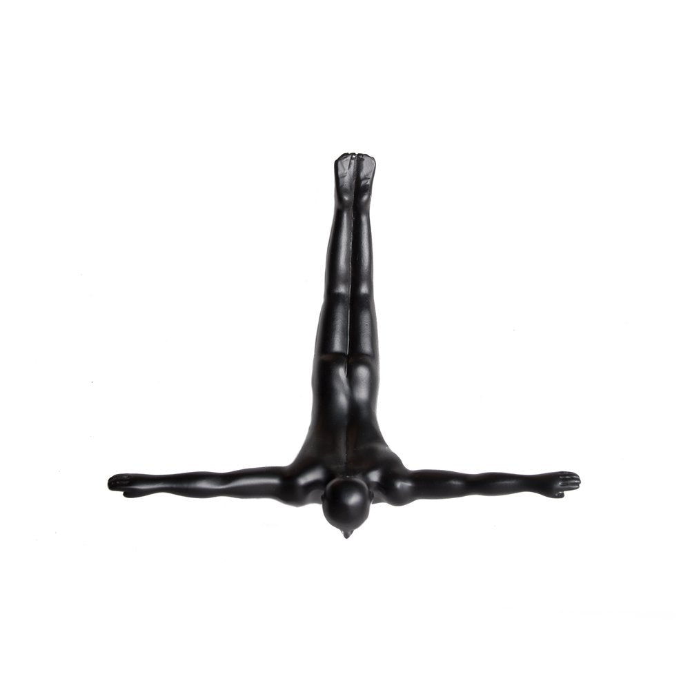 7" X 7" Black Resin Diving Man Hanging Dimensional Sculpture