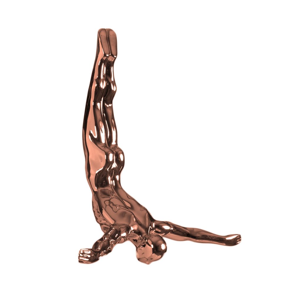 7" X 7" Black Resin Diving Man Hanging Dimensional Sculpture