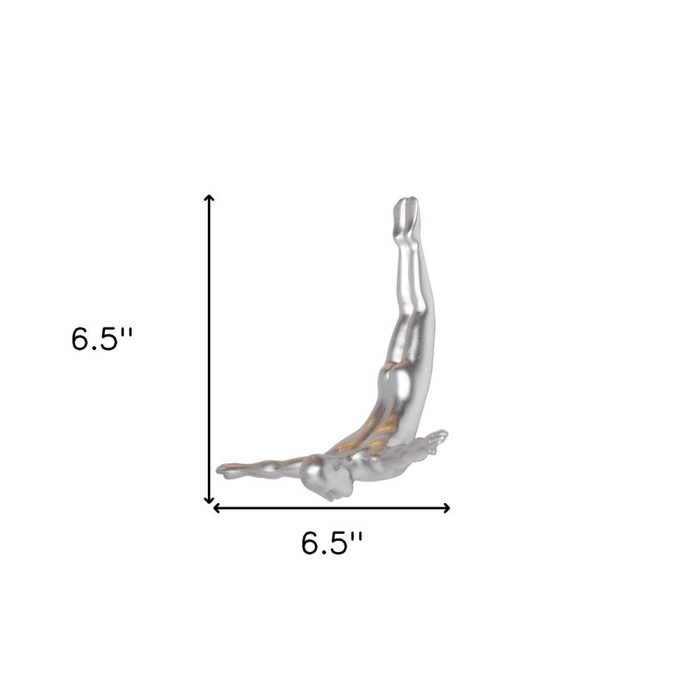 7" X 7" Black Resin Diving Man Hanging Dimensional Sculpture