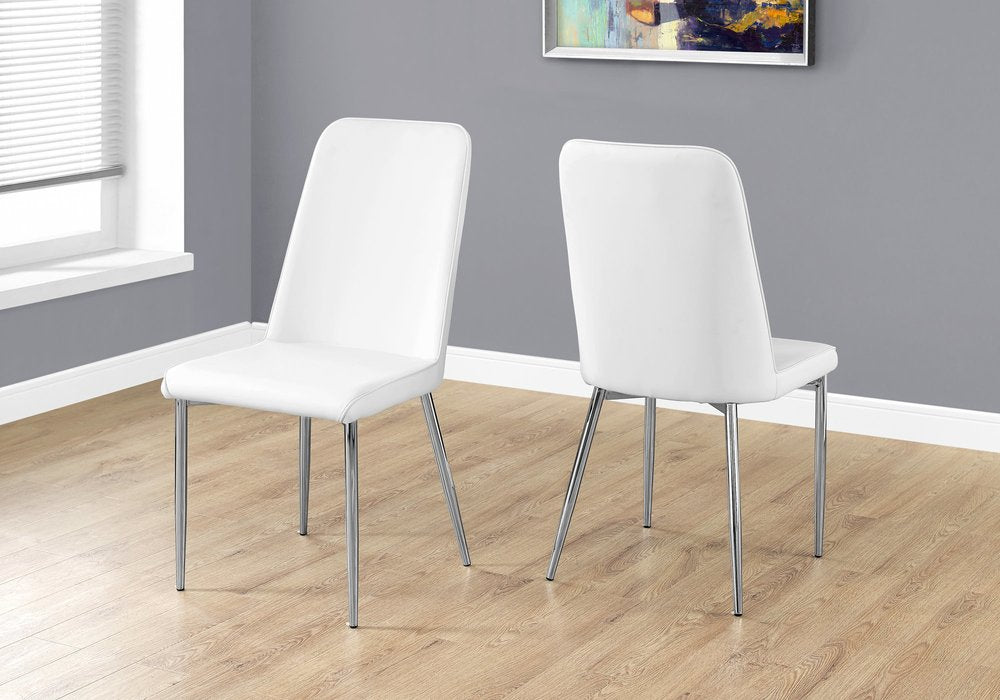 Set of Two Black And Silver Upholstered Faux Leather Dining Side Chairs