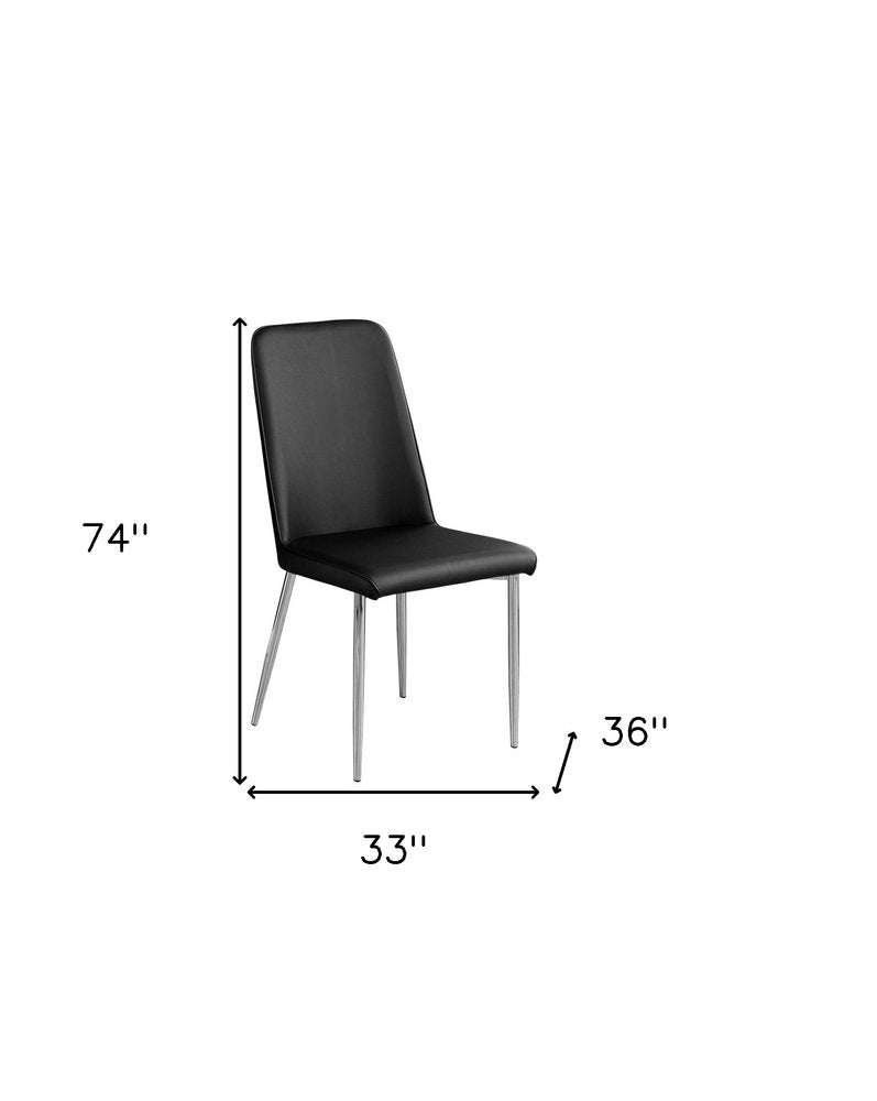 Set of Two White And Silver Upholstered Faux Leather Dining Side Chairs