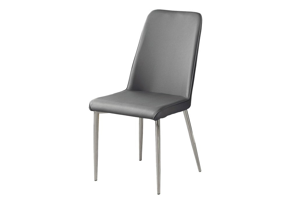 Set of Two Black And Silver Upholstered Faux Leather Dining Side Chairs
