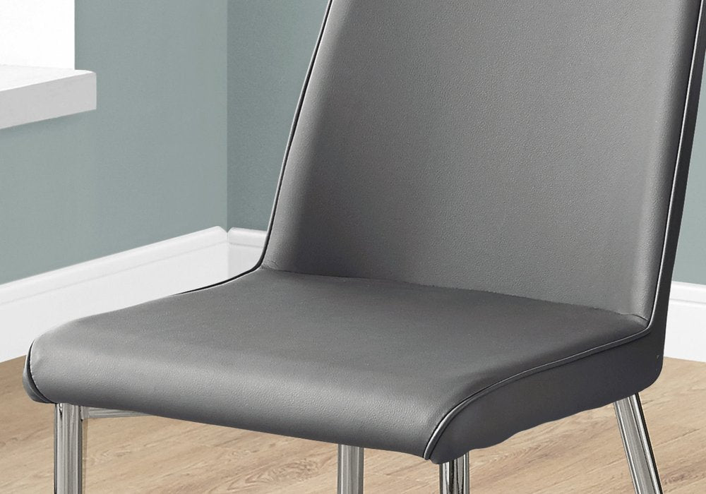 Set of Two Black And Silver Upholstered Faux Leather Dining Side Chairs