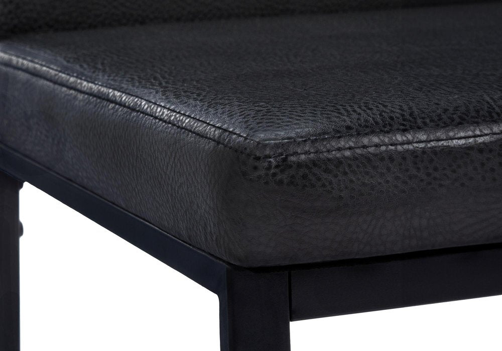 Set of Two Black Upholstered Faux Leather Dining Side Chairs