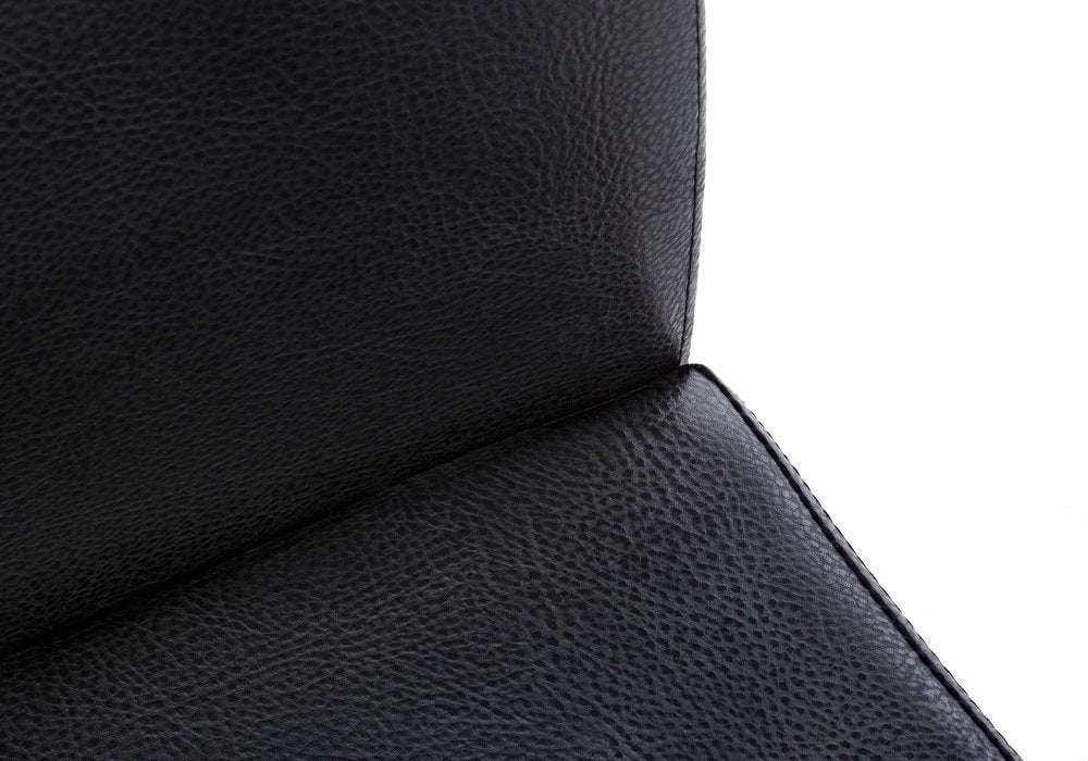 Set of Two Black Upholstered Faux Leather Dining Side Chairs