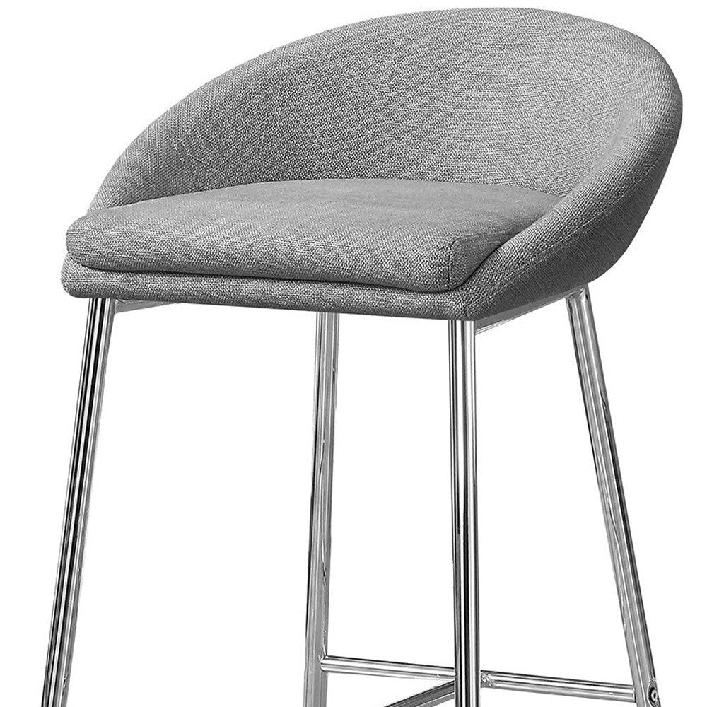 Set of Two 30" Gray and Silver Metal Low Back Bar Chairs
