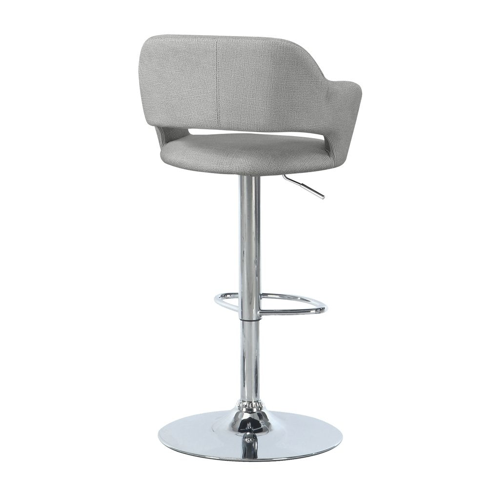 Light Gray and Silver Metal Low Back Bar Chair
