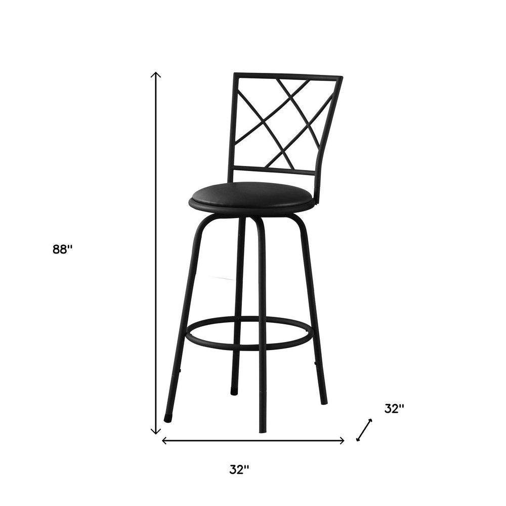 Set of Two 28" Black Metal Bar Chairs