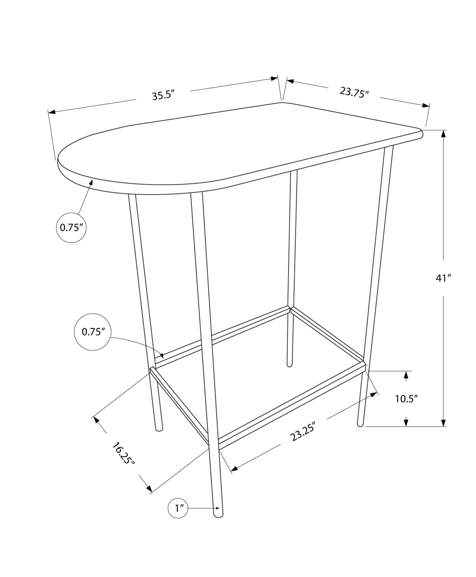 24" White Free Form Manufactured Wood Bar Table