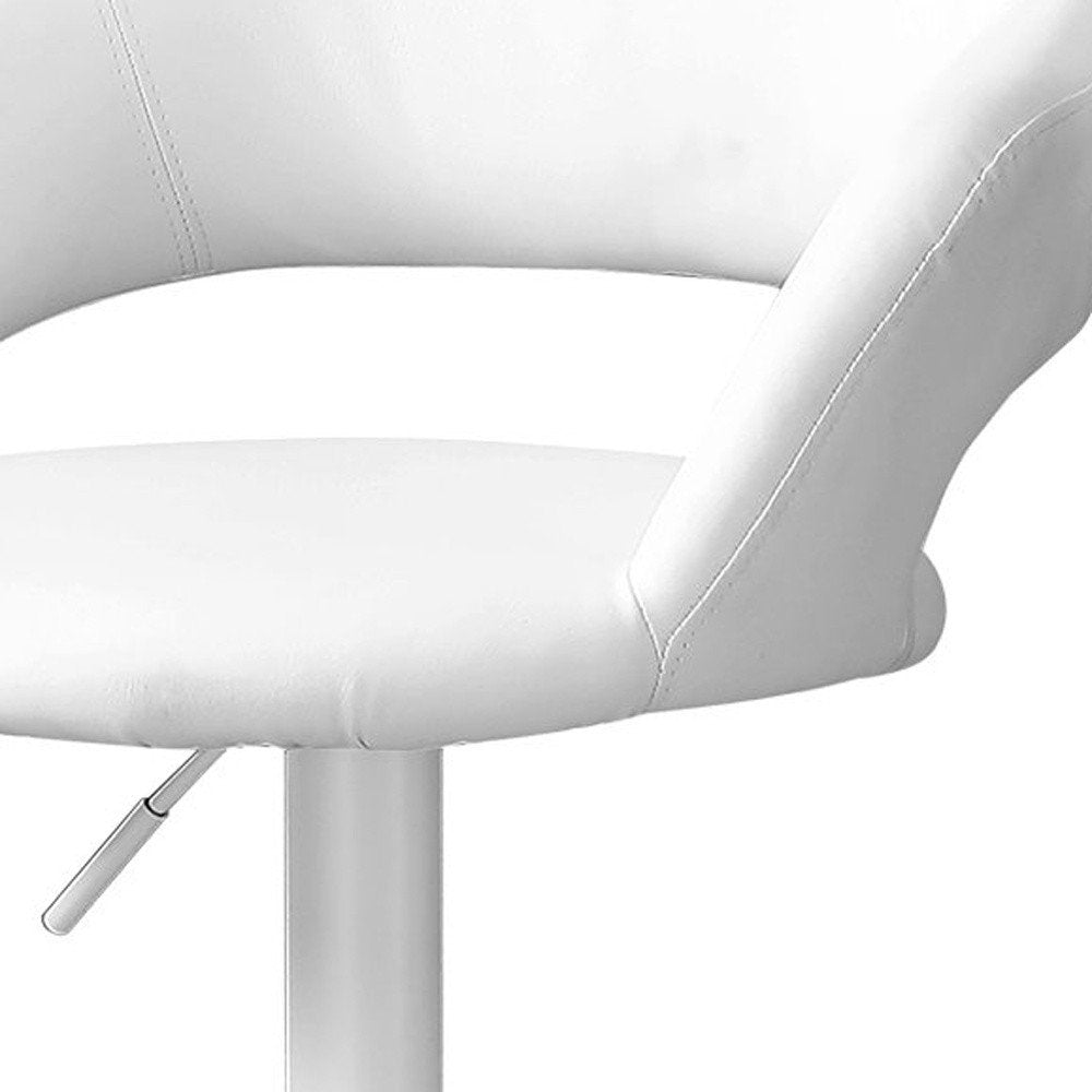 White Faux Leather And Metal Low Back Bar Height Bar Chair