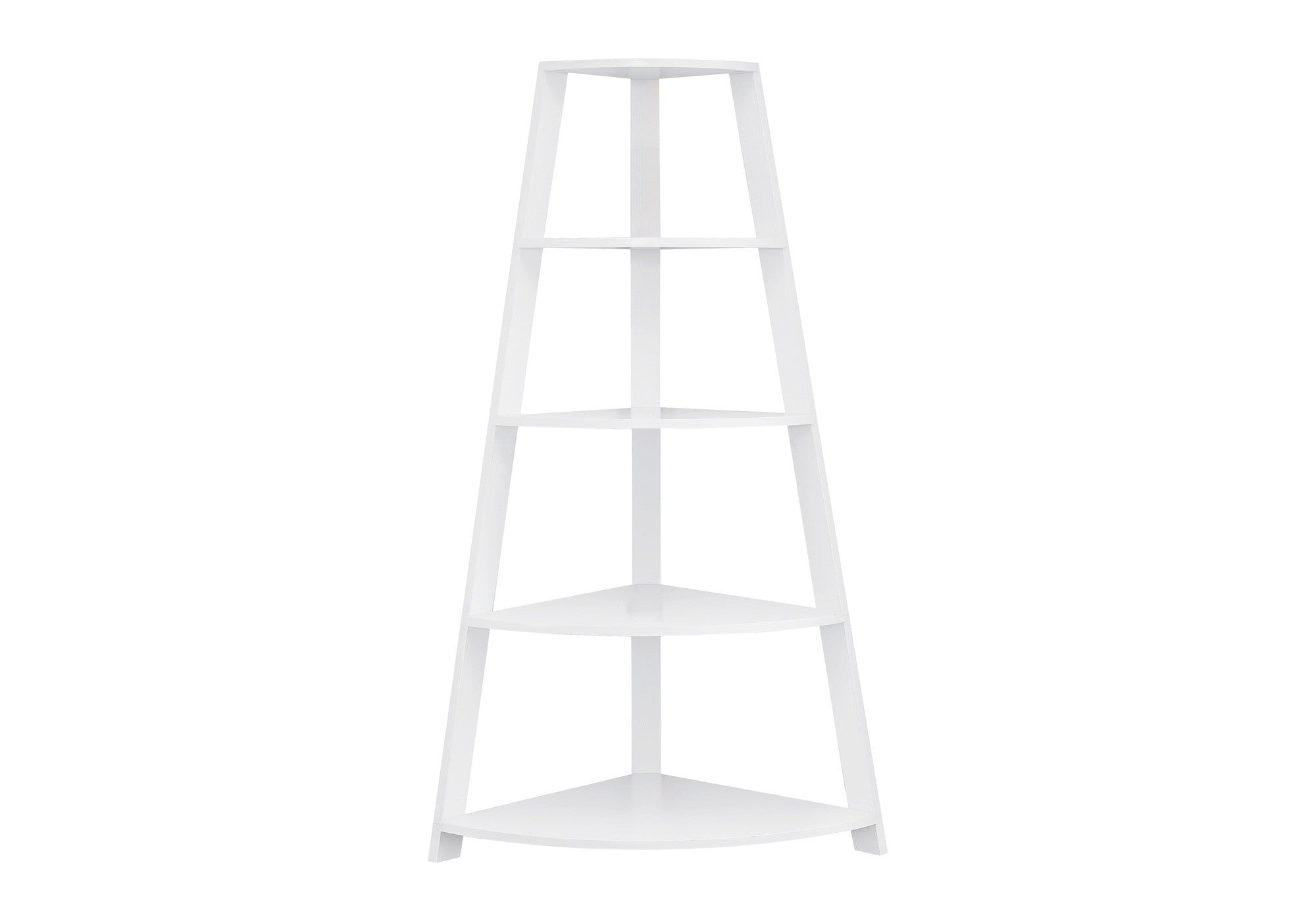 White Wood Four Tier Corner Bookcase