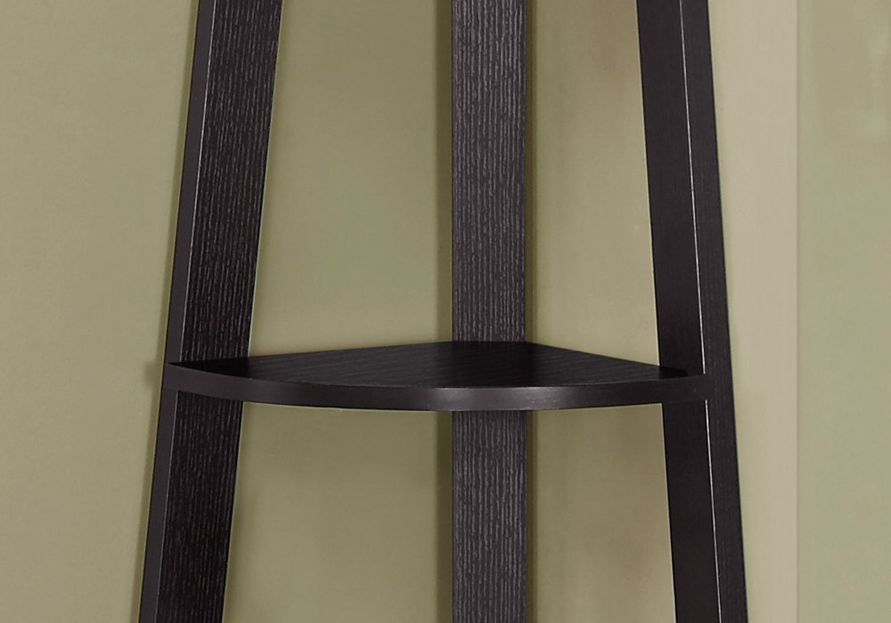 71" White Wood Five Tier Corner Bookcase