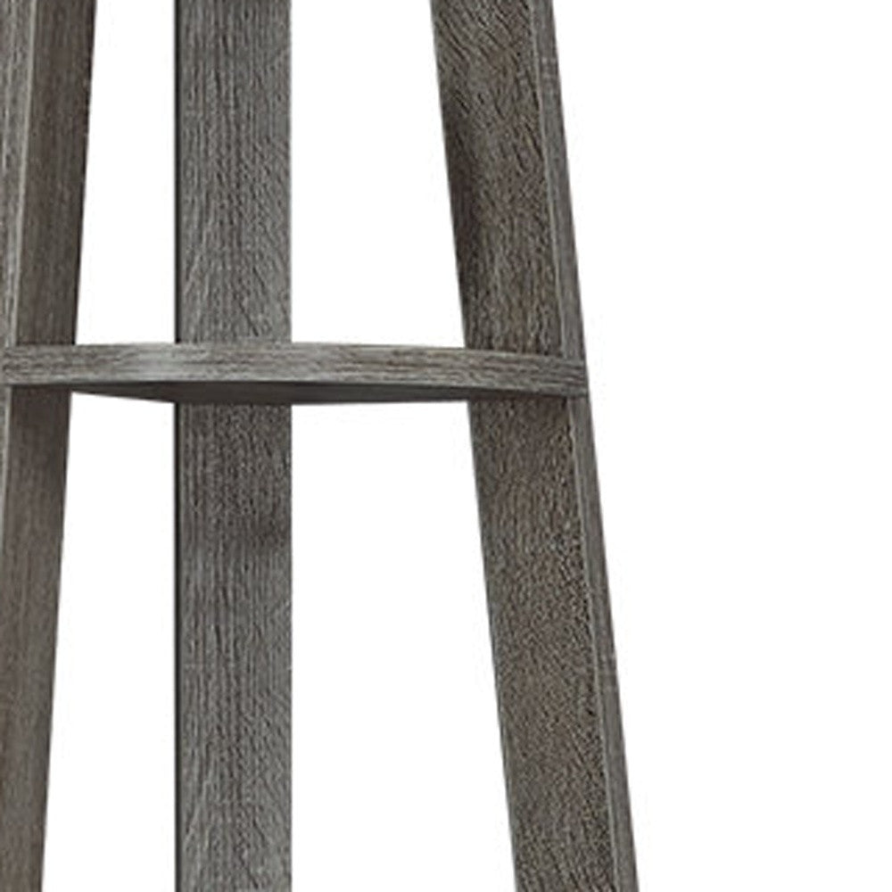 71" Taupe Wood Five Tier Corner Bookcase