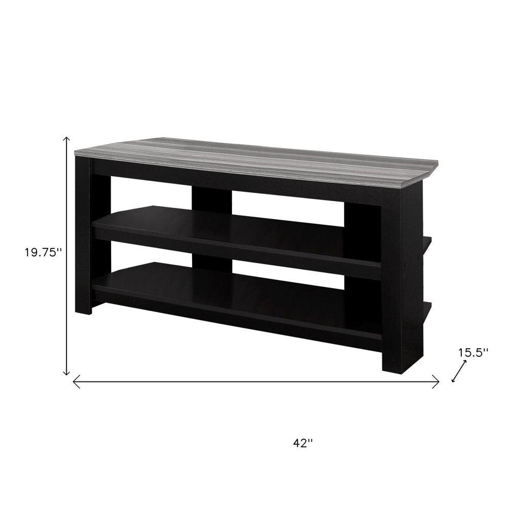 42" Black and Gray Open Shelving TV Stand