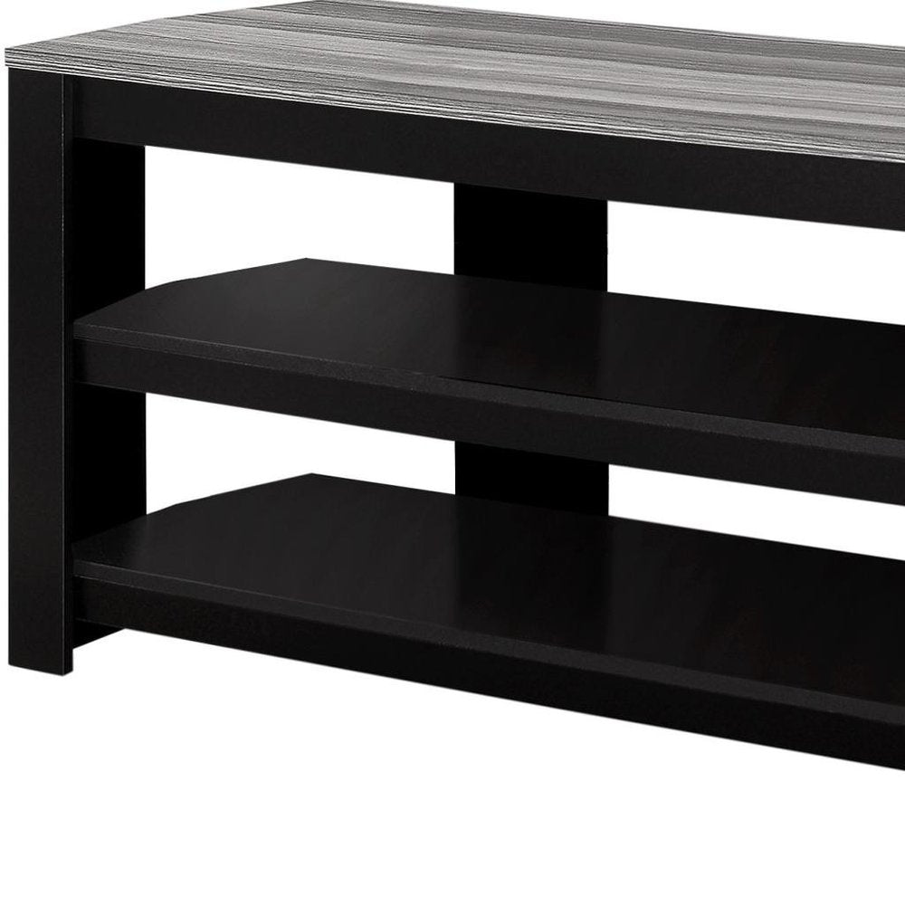 42" Black and Gray Open Shelving TV Stand