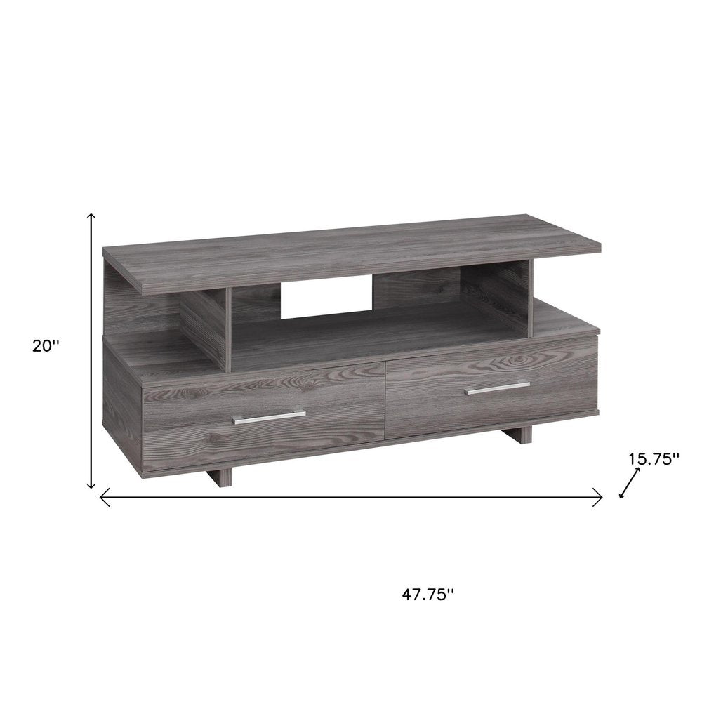 48" Gray Open Shelving Entertainment Center