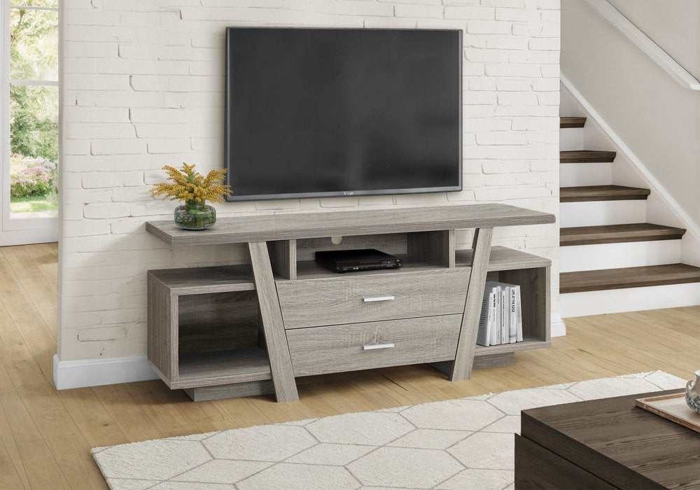 60" Deep Taupe Open Shelving TV Stand