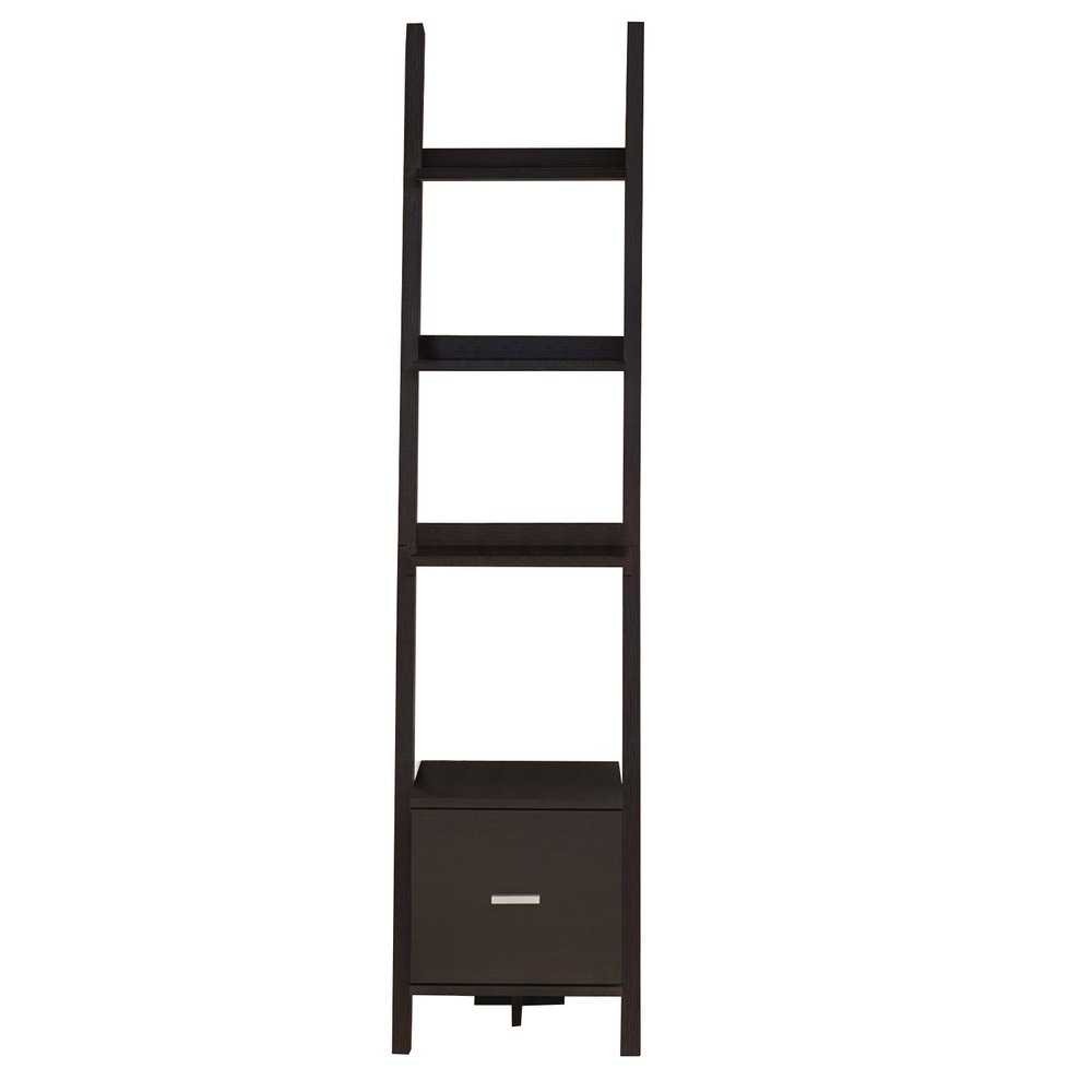 Brown Wood Four Tier Ladder Bookcase