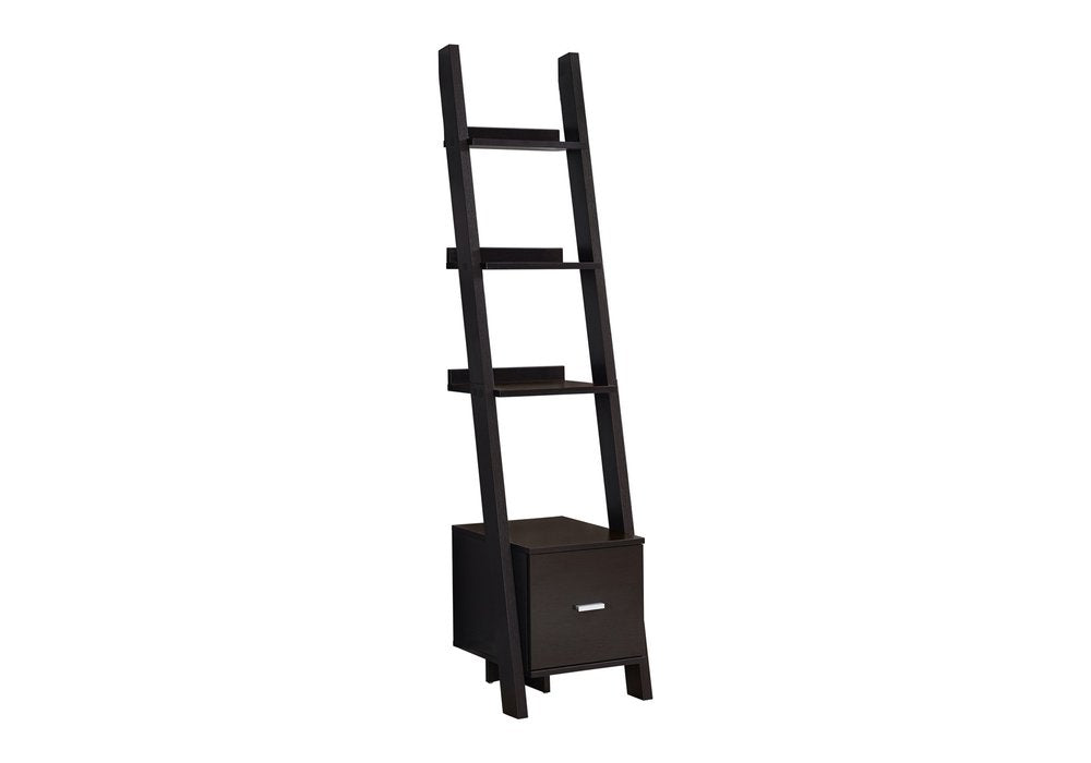 Brown Wood Four Tier Ladder Bookcase