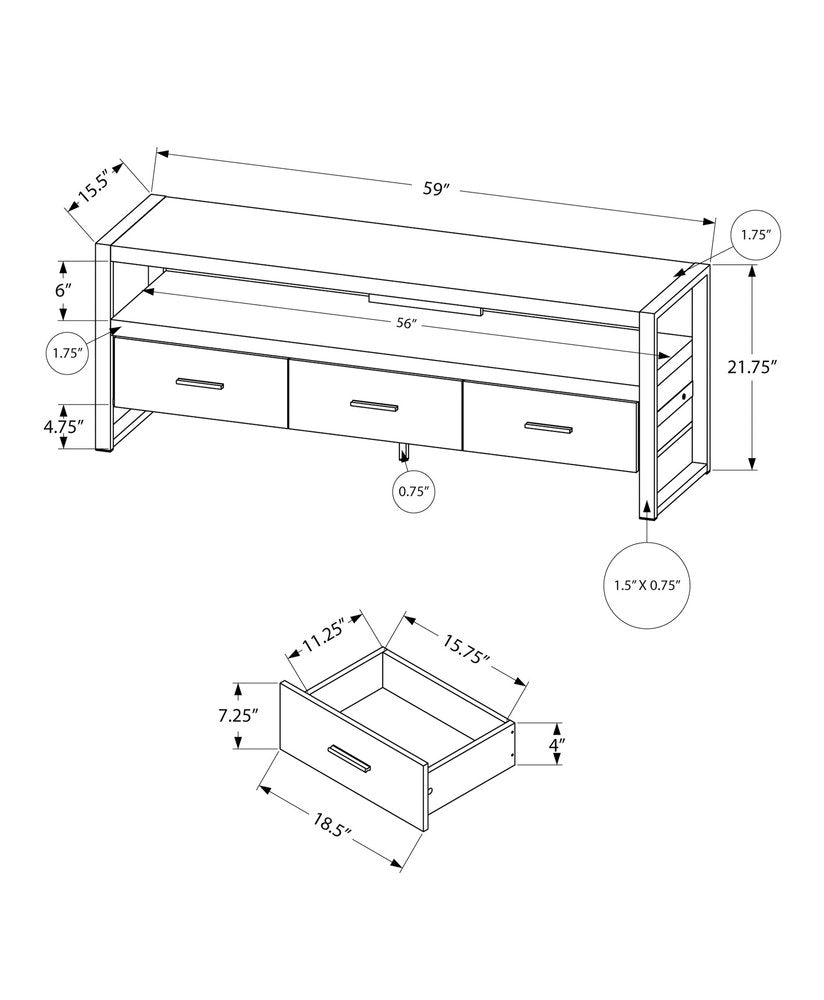 59" Black and Gray Cabinet Enclosed Storage TV Stand
