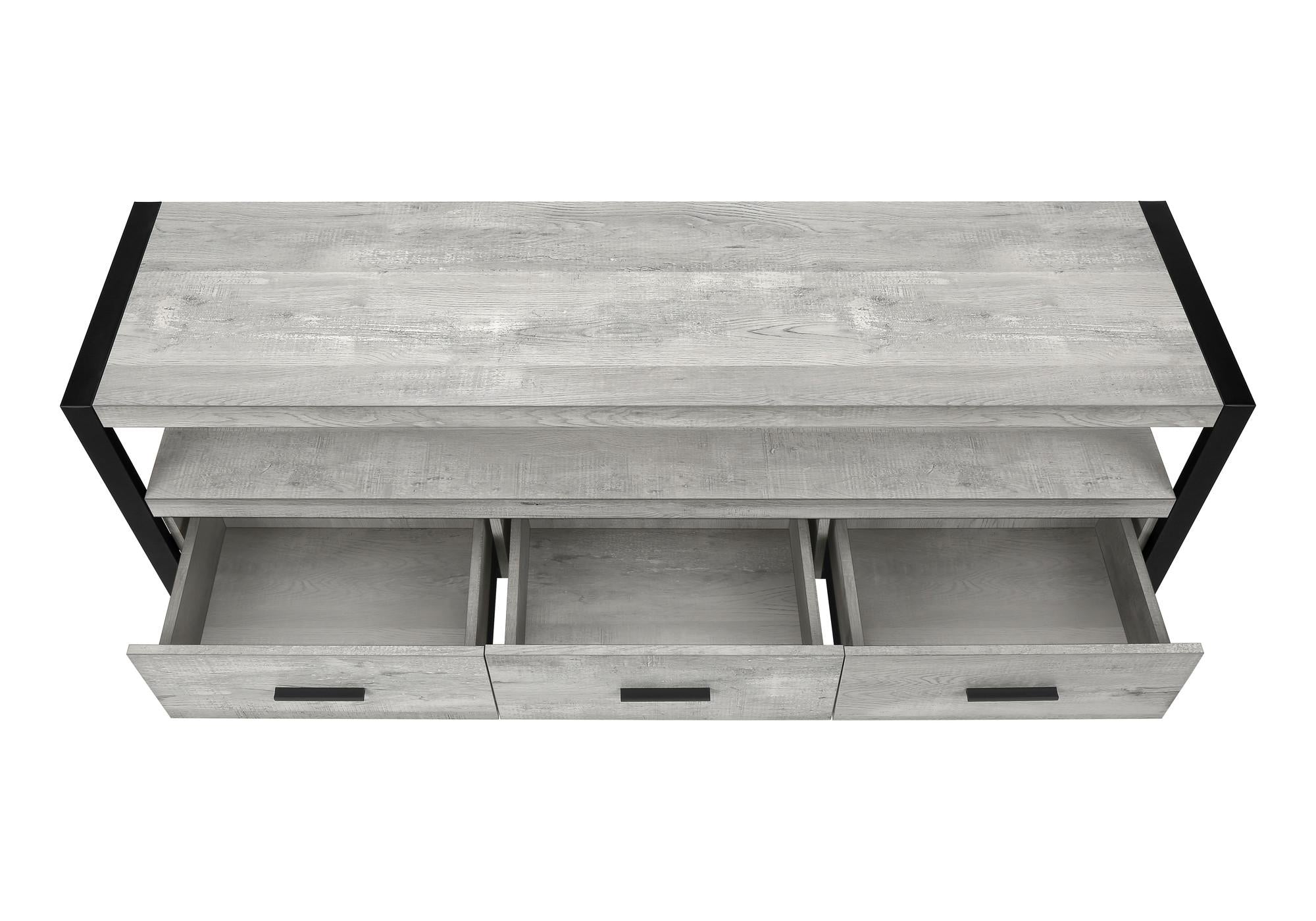 59" Black and Gray Cabinet Enclosed Storage TV Stand