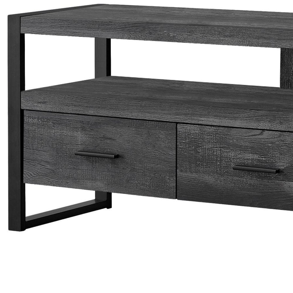 59" Black Cabinet Enclosed Storage TV Stand