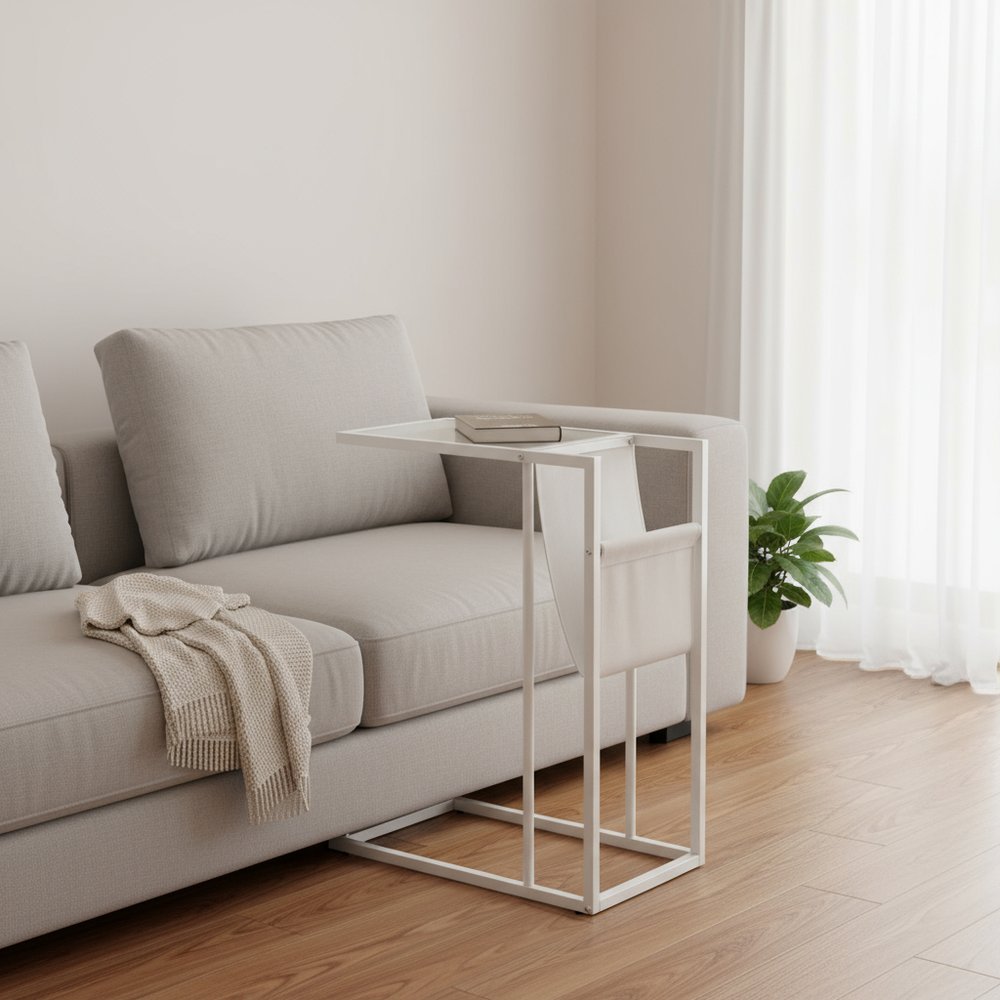 White Modern Metal And Glass Tv Table