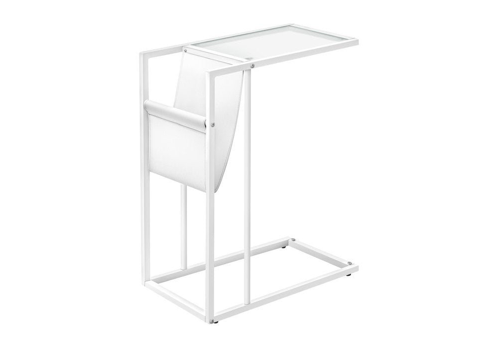 White Modern Metal And Glass Tv Table