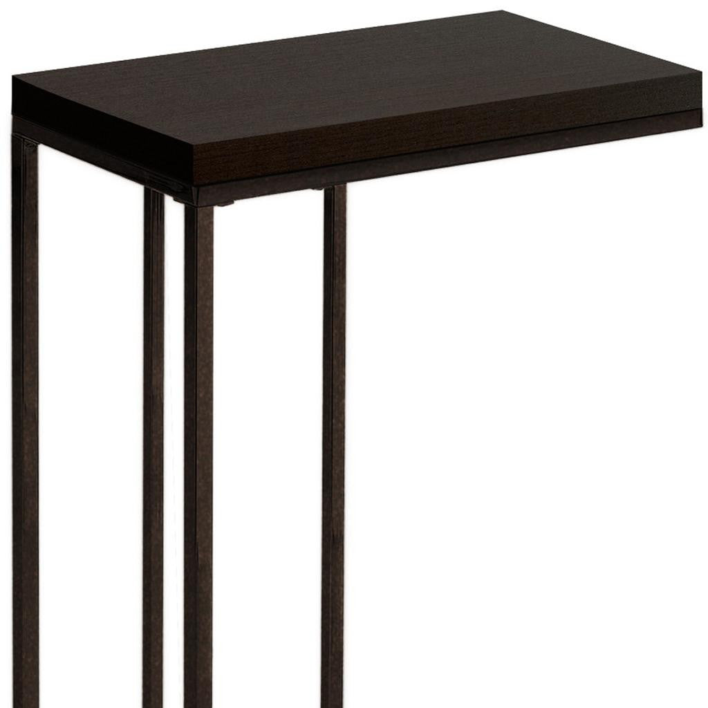 18.25" X 10.25" X 25.25" Cappuccino Particle Board Metal Accent Table