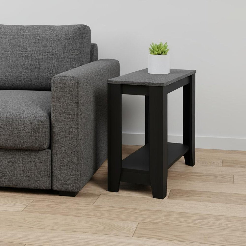 22" Deep Taupe End Table With Shelf